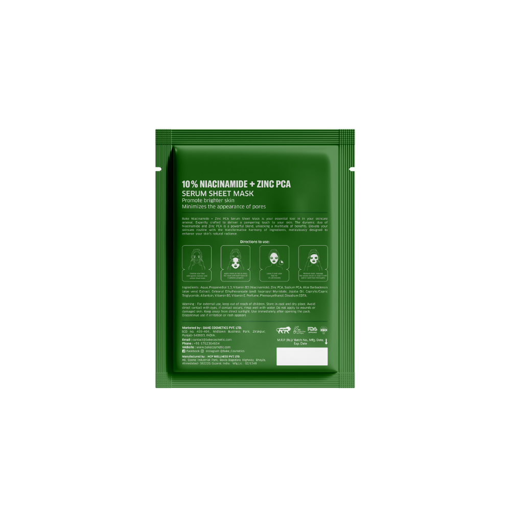 Bake 10% Niacinamide + Zinc PCA Serum Sheet Mask | Swadesiicart