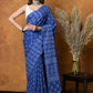 Very Much Indian Handblock Printed Cotton Saree With Natural Dyes - Indigo Blue | Swadesiicart