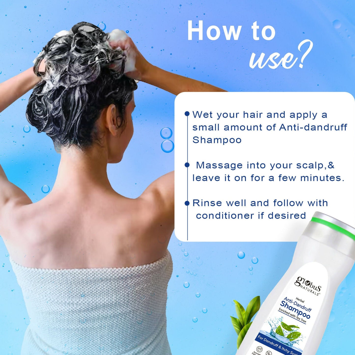 Globus Naturals Anti Dandruff Shampoo, For Dandruff and Itchy Scalp, Suitable For All Hair Types | Swadesiicart