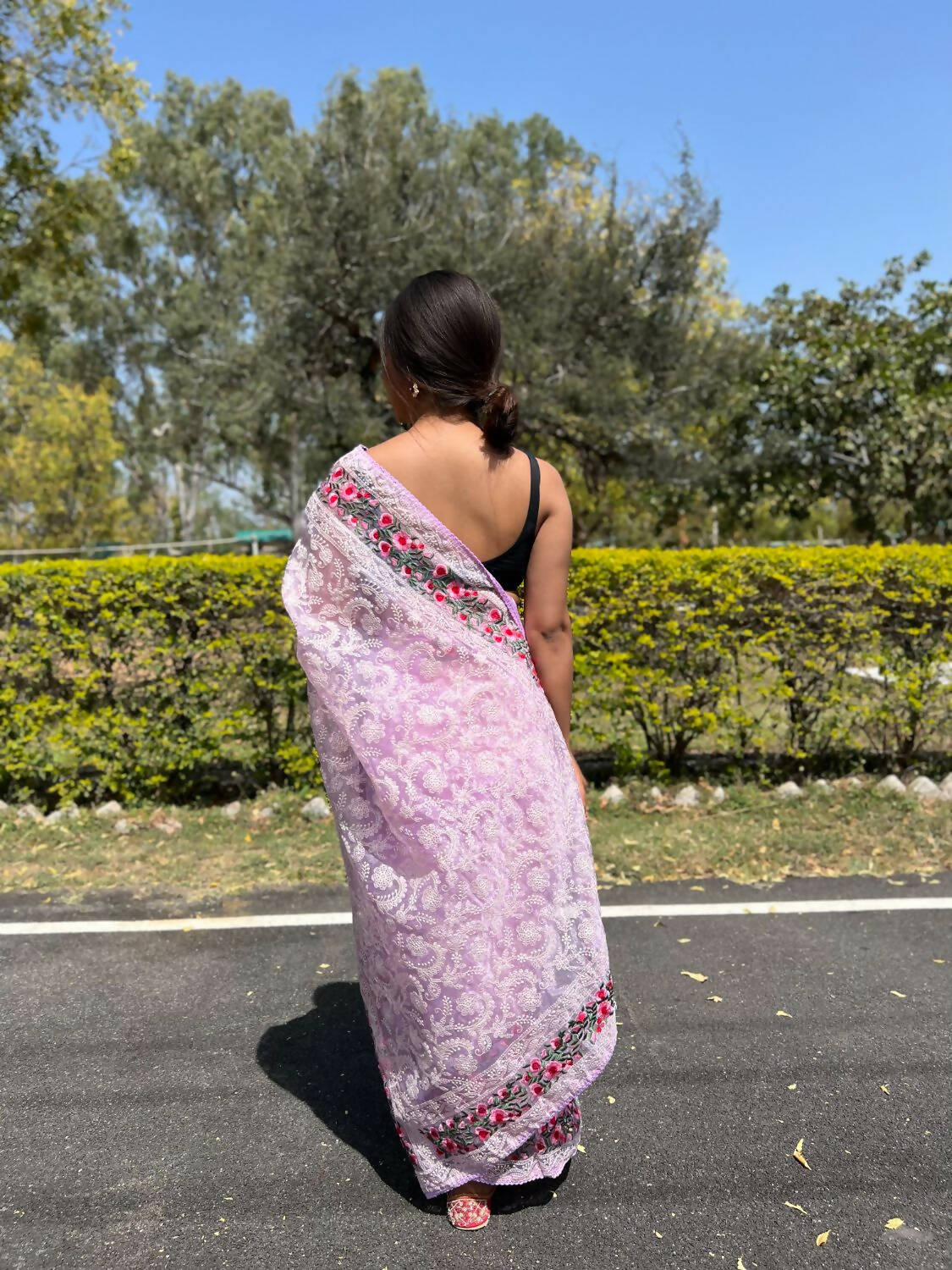 Vamsee Purple Organza Saree - Swadesiicart