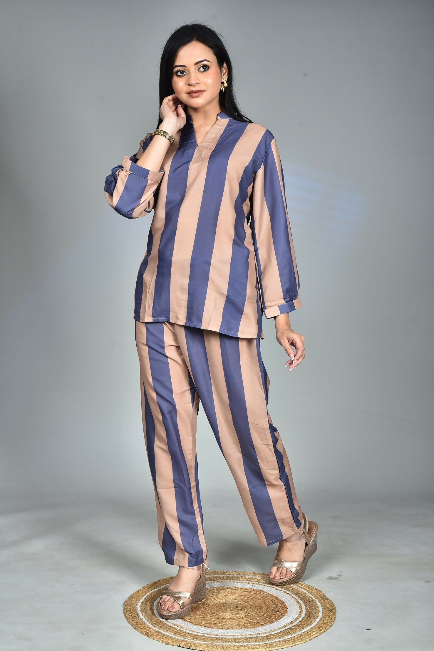 Morchari Digital Print Semi Muslin Co-Ord Set Top & Trouser-Multicolor - Swadesiicart