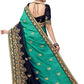 Sarvadarshi Fashion Women's Blue Barfi Silk Heavy lace Embroidery work Saree With blouse piece | Swadesiicart
