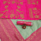 DEIANA'S Beautiful Designer Golden zari Soft Lichi Silk Saree - Pista - Swadesiicart