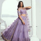 Aastha Fashion Lavender Butterfly Net Tone To Tone Cotton Thread Work And Sequence Work Embroidery Wedding Wear Lehenga Choli