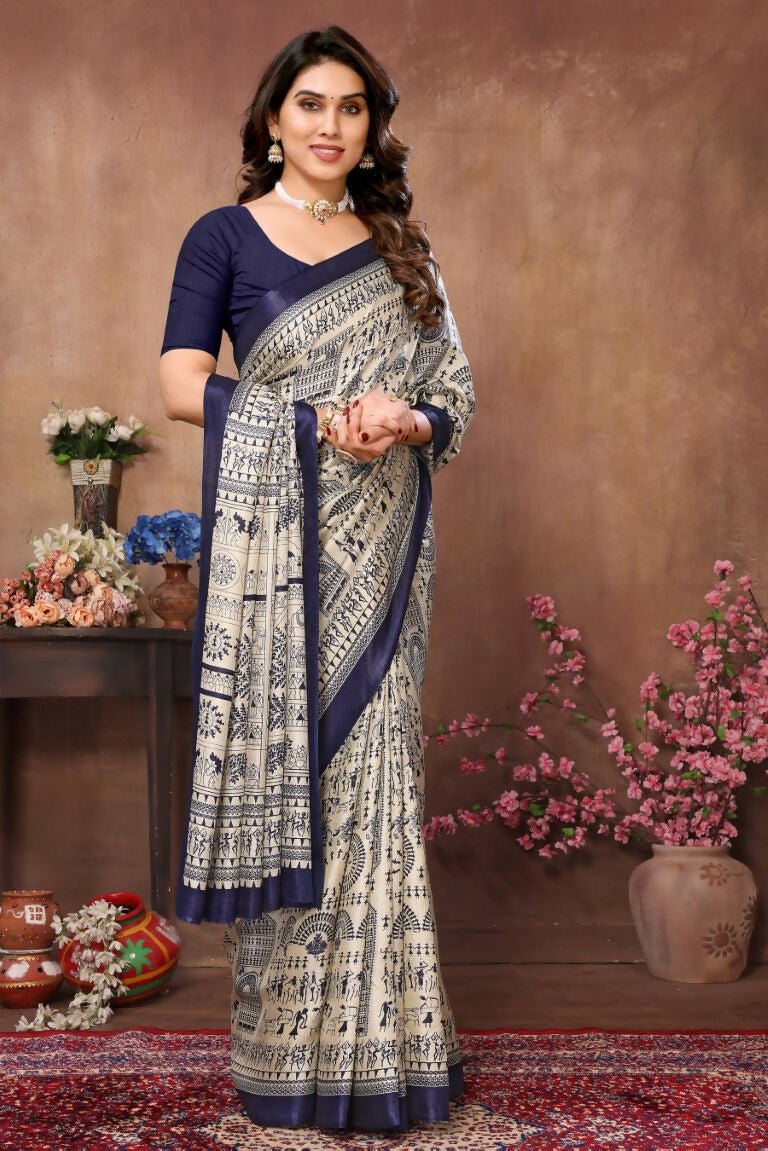 Aafreen Partywear Designer Blue Khadi Fancy Saree