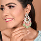 Shoshaa Gold-Polished Green & Pink Enamel Kundan-Studded Drop Earrings | Swadesiicart