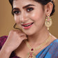 Saraf RS Jewellery Gold-Polished Green & Pink American Diamond Studded & Beaded Handcrafted Jewellery Set - Swadesiicart