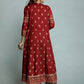 Indian Clothing Women's Red Embroidered Panelled Kurti with Trousers & With Dupatta - NOZ2TOZ - Swadesiicart