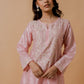 HOUSE OF KARI Floral Embroidered Silk Chikankari Kurta | Swadesiicart