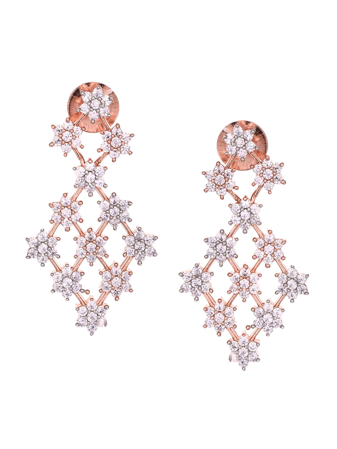Saraf RS Jewellery White Rose Gold-Polished AD Studded Necklace Jewellery Set - Swadesiicart