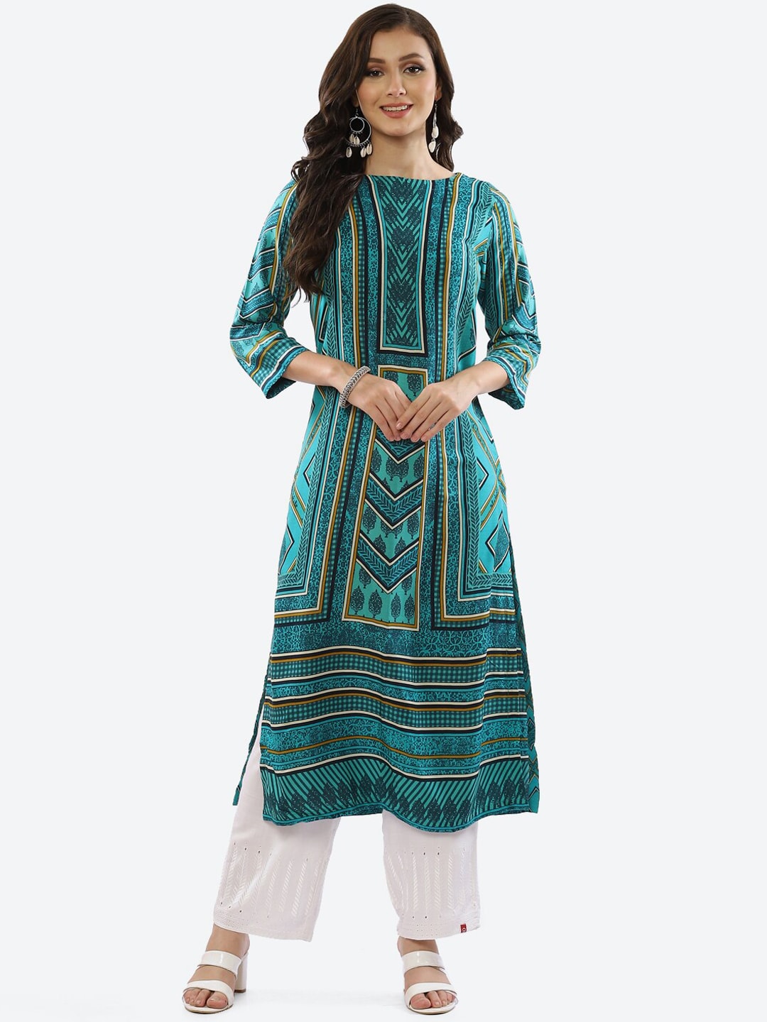 Biba Women Geometric Printed Kurta - Swadesiicart