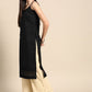 Anouk Women Black Cotton Ethnic Motifs Schiffli Embroidered Fusion Kurta - Swadesiicart