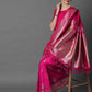 Mitera Pink & Silver-Toned Paisley Zari Silk Blend Banarasi Saree | Swadesiicart