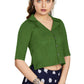 Aastha Fashion Women's Women's Green Art Silk Button Readymade Blouse
