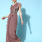 Mitera Mauve Sequinned Pure Georgette Ready to Wear Saree With Shrug | Swadesiicart