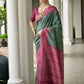 Vishnu Weaves Women's Wine Soft Tussar Silk Printed Saree with Blouse - Swadesiicart