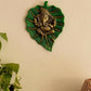 eCraftIndia Metal Golden Lord Ganesha On Green Leaf Wall Hanging Sculpture - Swadesiicart