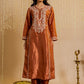 HOUSE OF KARI Floral Embroidered Silk Chikankari Kurta | Swadesiicart