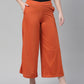 Souchii Women Orange Knitted Palazzo - Swadesiicart