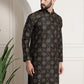 Sojanya Men Black & Brown Ethnic Motifs Printed Kurta | Swadesiicart