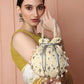 Masq Women Yellow & Grey Embellished Embroidered Potli Clutch - Swadesiicart