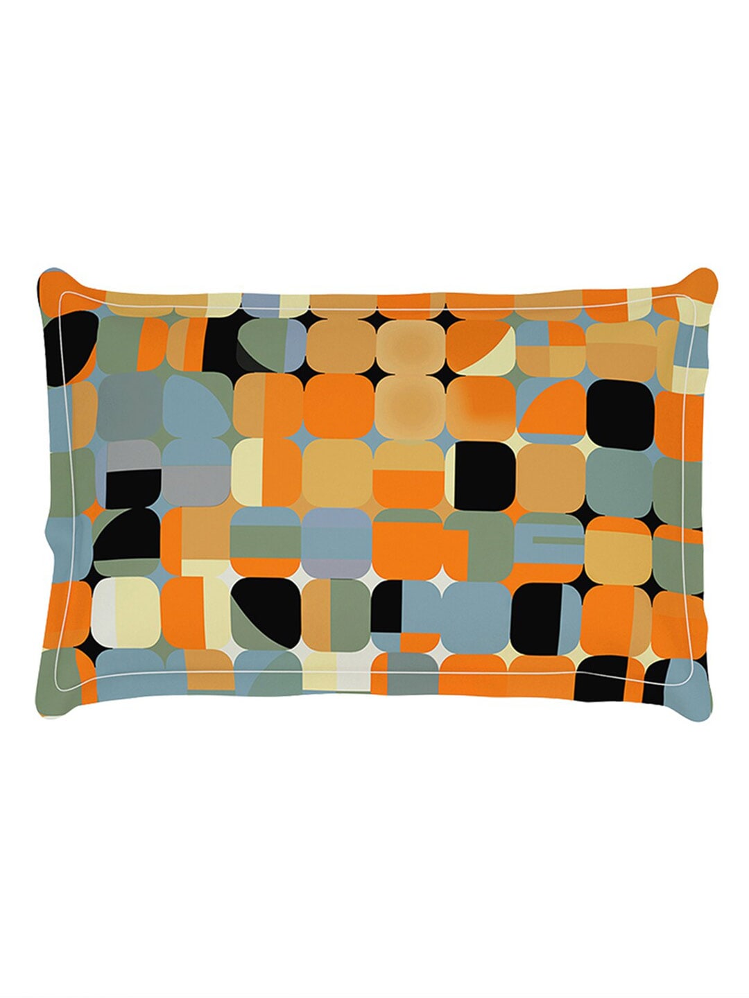 Story@home Orange & White Geometric Microfiber 180 TC Bedsheet With Pillow Cover - Swadesiicart