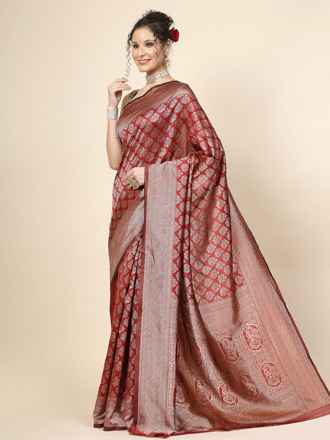 Kalini Ethnic Motifs Woven Design Zari Banarasi Saree | Swadesiicart