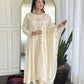 The52 CreamWomen's Gorgeous Embroidered Vichitra Silk Fabric Flared Kurta Pant with Dupatta Set - Swadesiicart