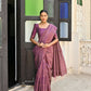 Vishnu Weaves Women's Wine Handloom Raw Silk Saree with Blouse - Swadesiicart