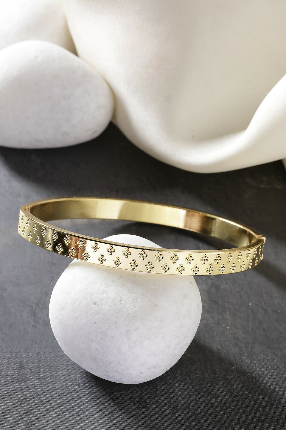 NVR Men's Gold-Polished Stainless Steel Kada Bracelet - NR Retail-NVR
