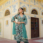 Vaasva Women Teal Muslin Embroidered Kurta, Pant & Dupatta Set | Swadesiicart