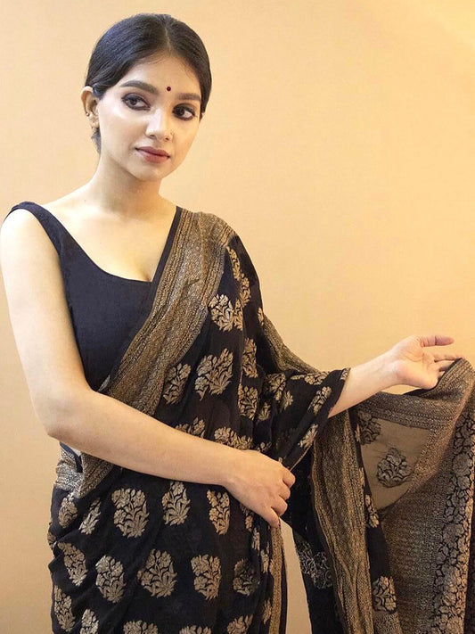 Kalini Ethnic Motifs Woven Design Silk Cotton Banarasi Saree | Swadesiicart