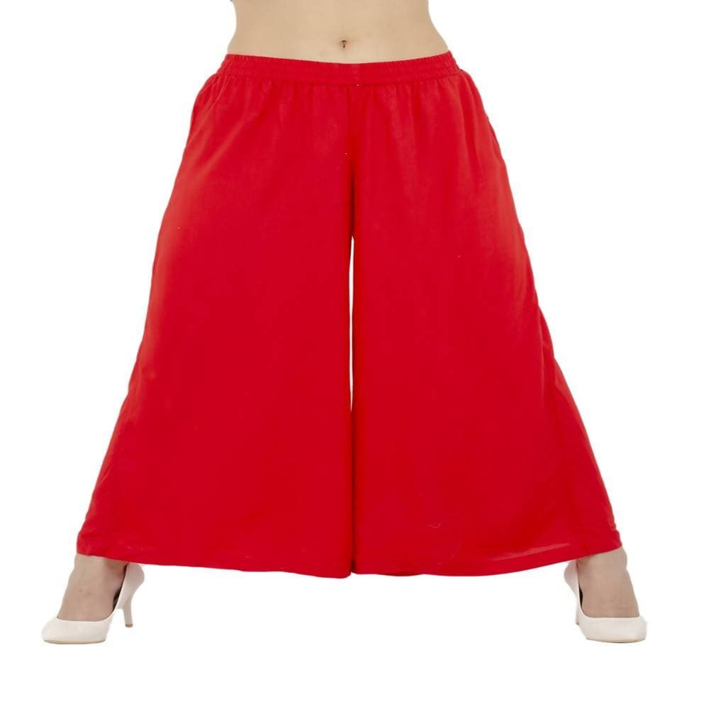 Lagi Women's Red Solid Palazzo (PLZ03B) | Swadesiicart