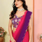 Aafreen Partywear Designer Dark pink & Purple Georgette Fancy Saree