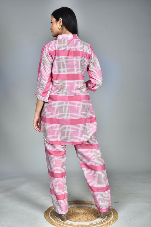 Morchari Digital Print Semi Muslin Co-Ord Set Top & Trouser-Multicolor - Swadesiicart