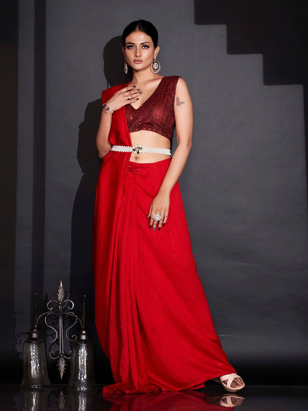Tikhi Imli Ready To Wear Party Saree | Swadesiicart