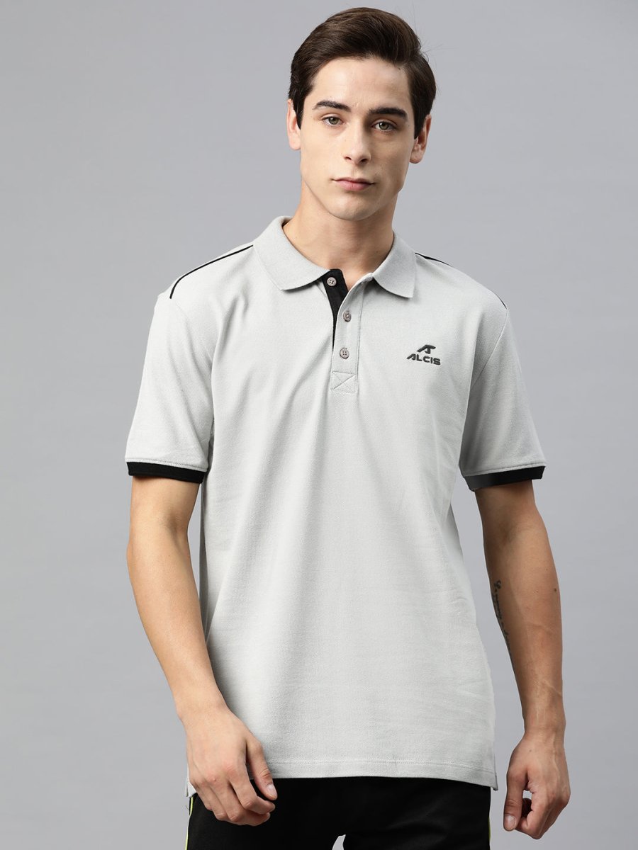 Alcis Men Brand Logo Embroidered Polo Collar Sports T-shirt | Swadesiicart