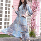 Light Blue Crepe Foil Printed Long Dress - Michan | Swadesiicart