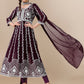 HERE&NOW Floral Lucknowi Chikankari Embroidered Georgette Anarkali Kurta with Dupatta | Swadesiicart