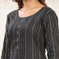 Ode by House of Pataudi Striped Round Neck Straight Cotton Kurta - Swadesiicart