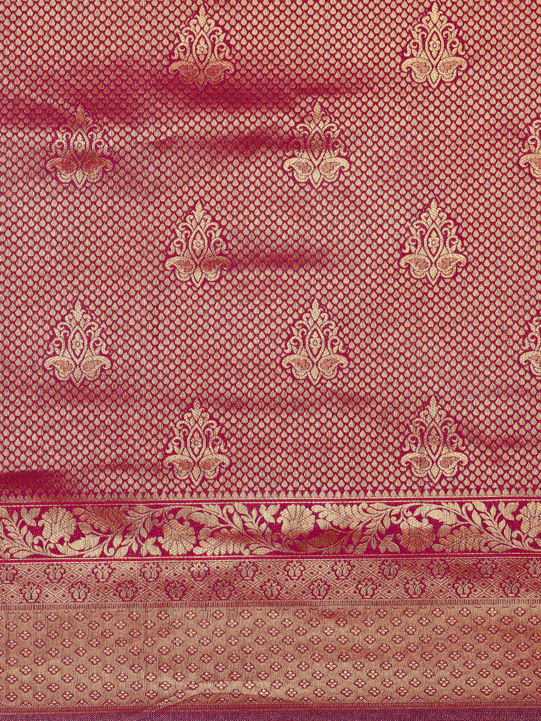 Saree Mall Magenta Ethnic Motifs Zari Silk Blend Banarasi Saree | Swadesiicart