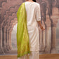 Vishudh Cream Embroidered Straight Kurta with Palazzo & Dupatta - Swadesiicart