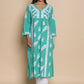 HOUSE OF KARI Floral Embroidered Chikankari Cotton A-Line Kurta | Swadesiicart