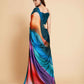Sangria Navy Blue & Violet Satin Ready to Wear Saree | Swadesiicart