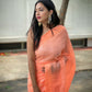 Vamsee Solid Color Sea Orange Georgette Saree - Swadesiicart