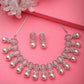 NVR Women's Silver-Plated Pink American Diamond Studded Handcrafted Jewellery Set - Swadesiicart