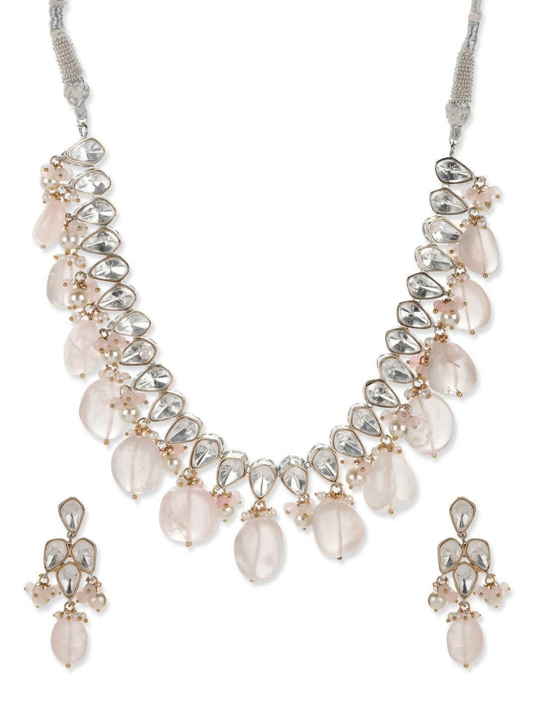 Blush Pink Kundan Choker with Earrings- Ruby Raang | Swadesiicart