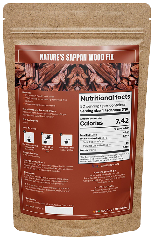Ayura Origins Nature's Sappan Wood Fix Powder - Swadesiicart