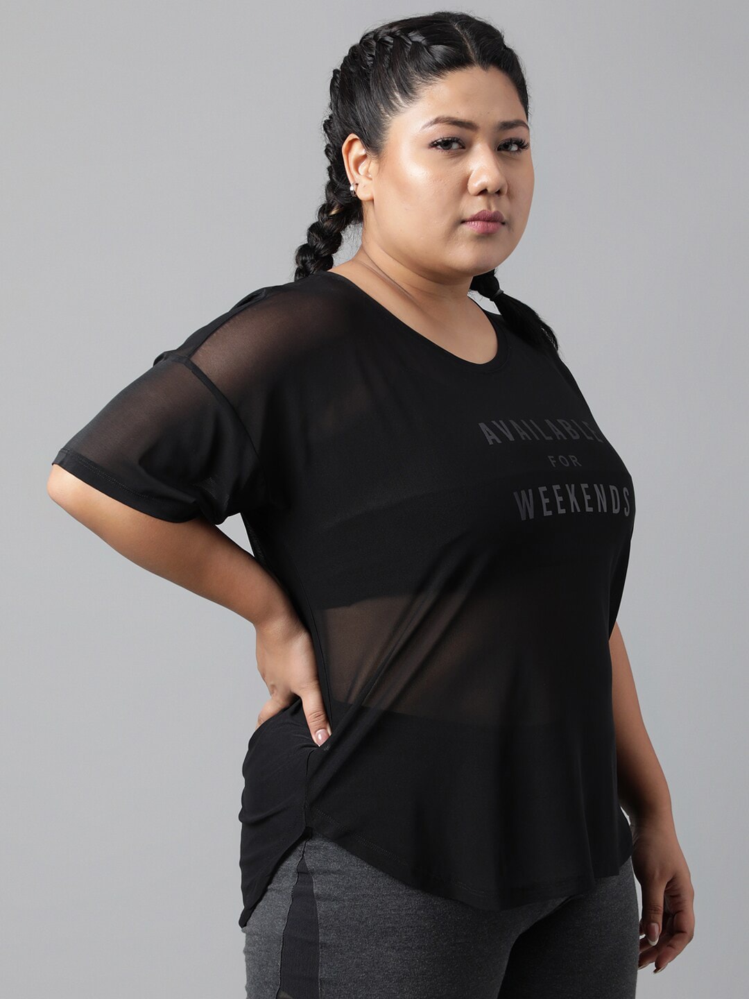 MKH Plus Size Typography Printed Dri-FIT Sports T-shirt - Swadesiicart