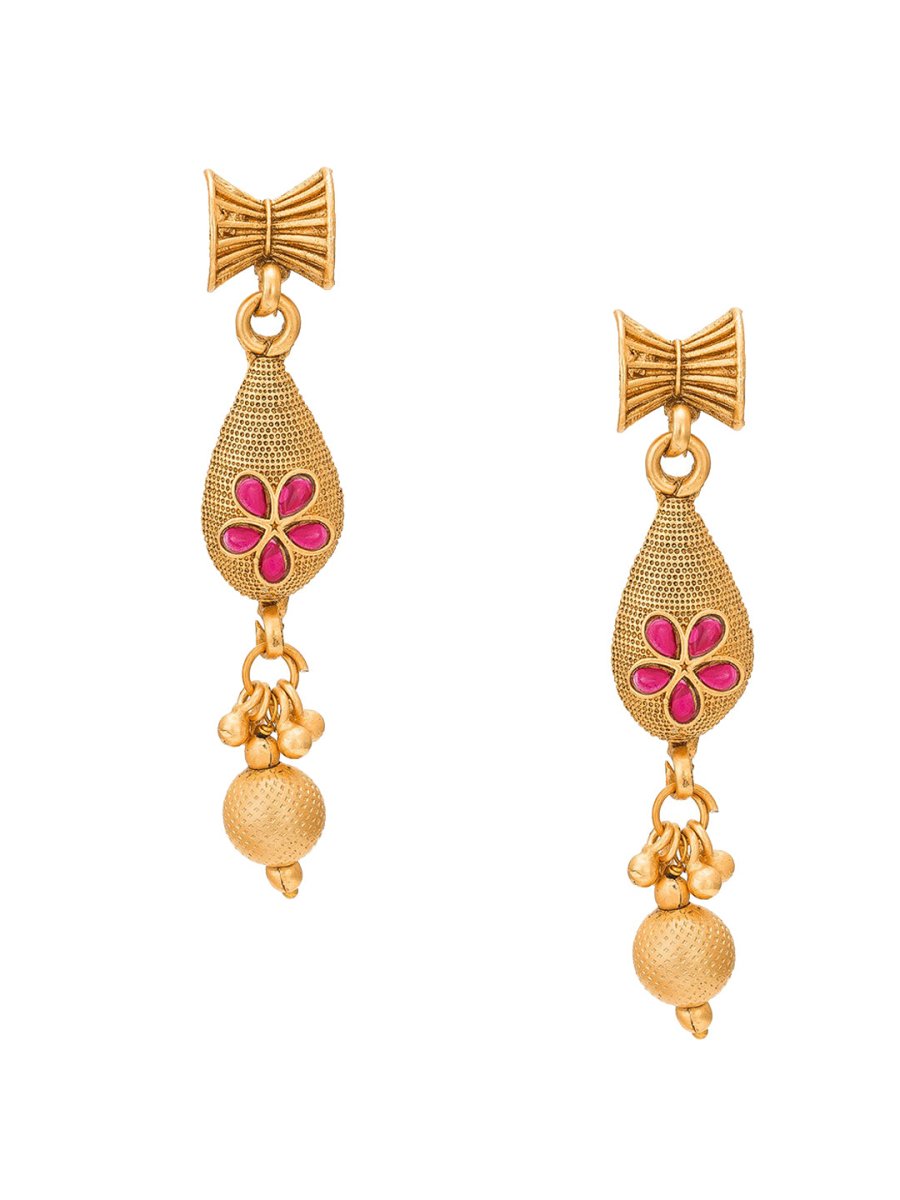 Aadita Gold-Polished Temple Choker Ruby Jewellery Set | Swadesiicart